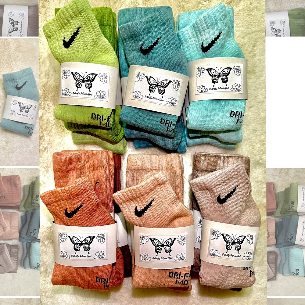 Hand made tye dye Nike socks